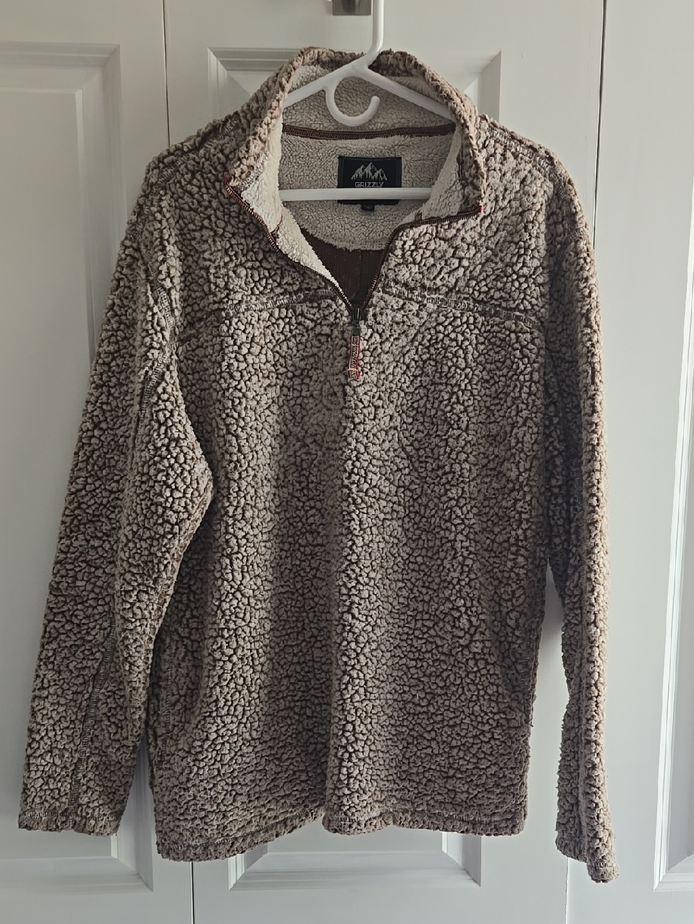 Men’s Brown Sherpa Quarter-Zip Pullover